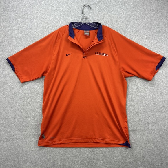 Nike Other - Clemson Tigers Polo Shirt Mens XL Orange Purple 1/4 Zip Jersey Nike Fit NCAA Y2K